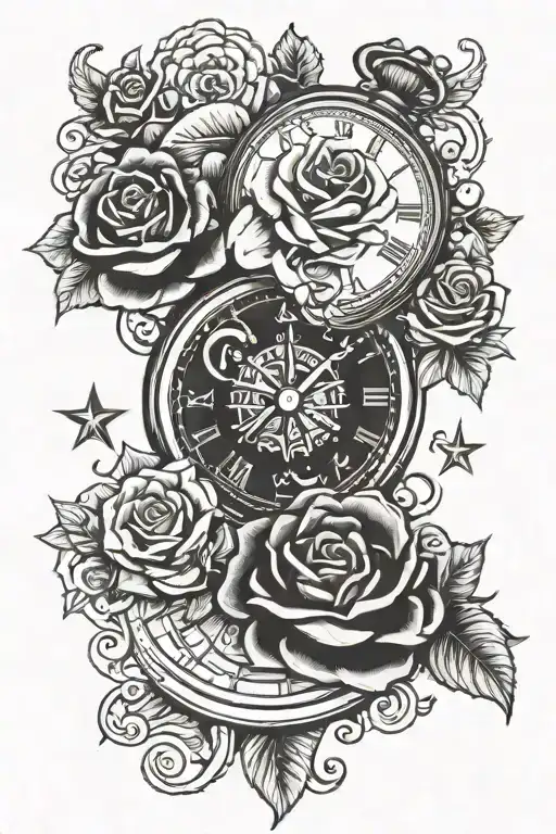 Pocket Watch Rose Star