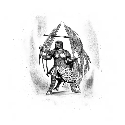 Roman Warrior With Lion