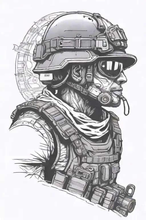 Army Guy Wearing Army Helmet With Night Vision Goggles And Tactical Vest
