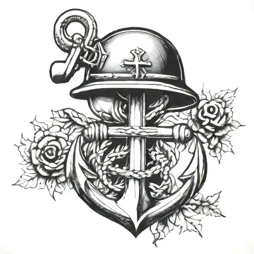 Anchor And Military Helmet