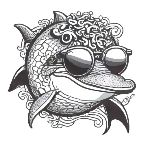 Curly-haired Dolphin With A Smile In Sunglasses