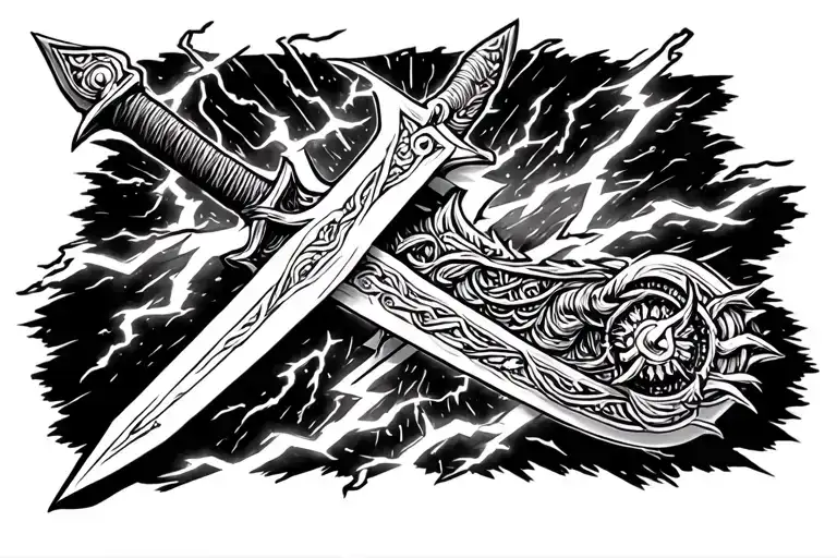 Viking Sword With Lightning Bolts