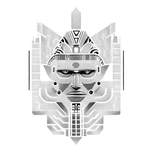 Aztec Futuristic Warrior Cyborg Man