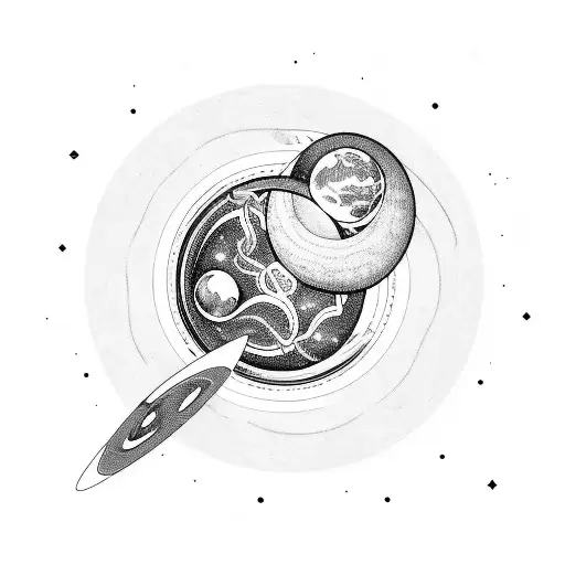 An Ouroboros Encircling A Planet In Space