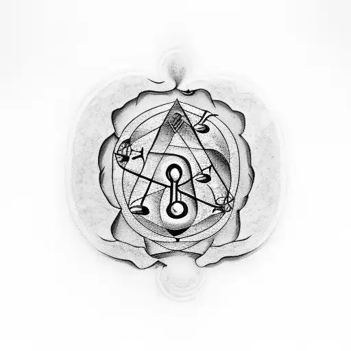 A Rock Carved With A Philosophical Symbol Surrounded By Musical Notes