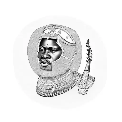 A Portrait Of A Famous Angolan Musician With Binary Code Background