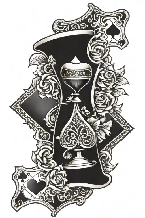 A Hour Glass Containing The Card Face Hearts On Top Cracking And The Card Face Spade On Bottom