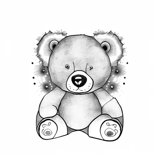 Toddler Bear Cuddling With A Bear Stuffed Animal