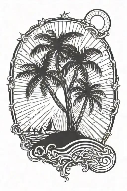 Palm Tree And Sun Rays