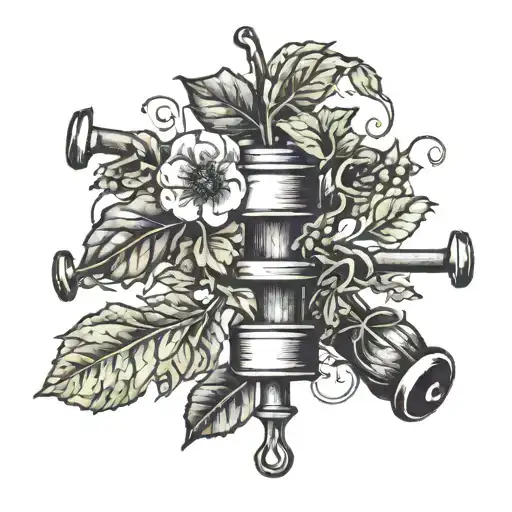 A Barbell Intertwined With Coffee Beans And Ivy Vines