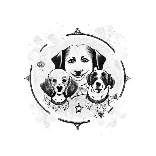 A Family Portrait With Their Dog