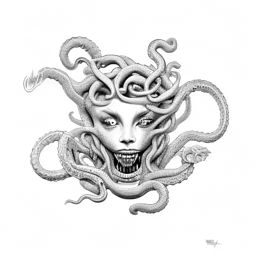 Medusa With Tongue And Fangs