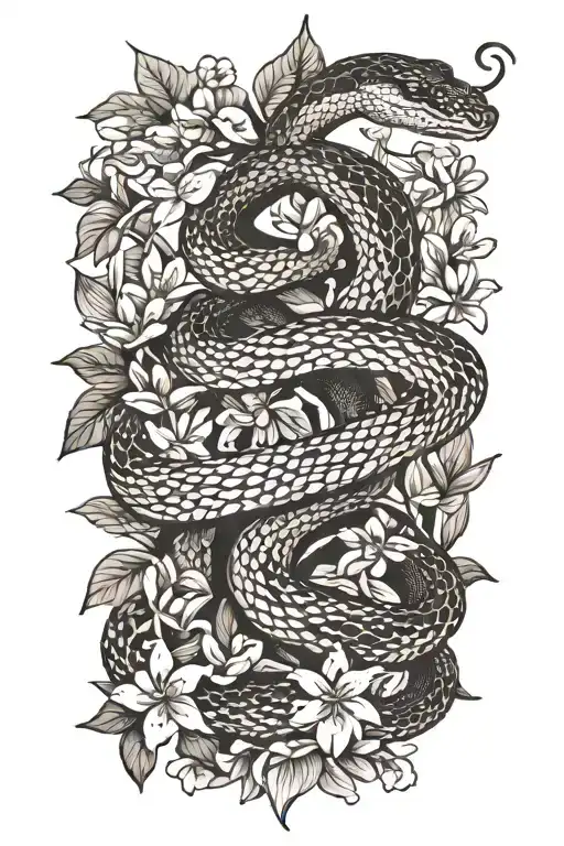 Snake With Jasmine Flowers