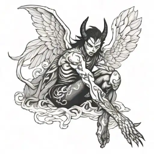 Half Japanese Demon Half Fallen Angel