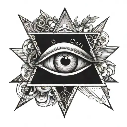 Eye That Sees Everything In A Triangle With Wings And A Sun Around