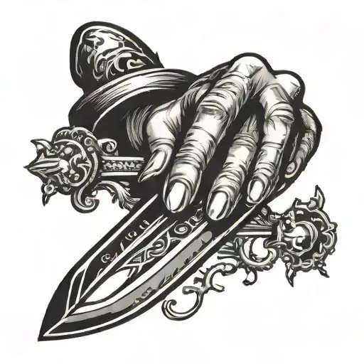 Witch Hand Holding Dagger By Tip