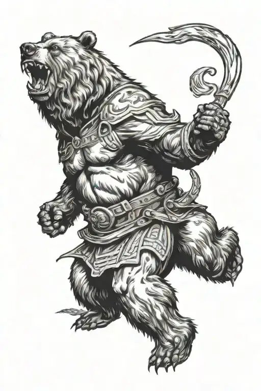 Old Fighter Fighting A Bear Standing Up