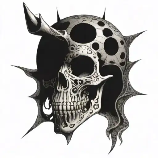 Skull With Intricate Bug Patterns Crawling Out Of Its Eye Sockets