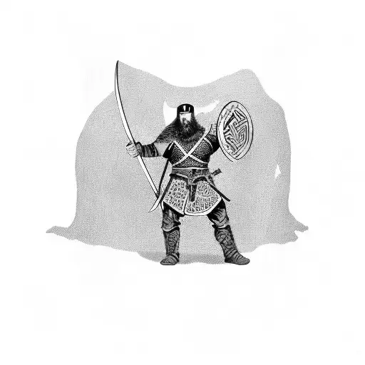 Viking Warrior Holding A Banner With Family Names