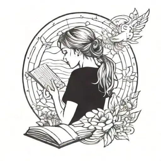 A Girl With A Book In Her Hand Listening To Minimalist Music