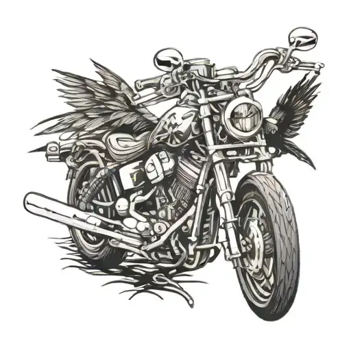 Chopper Motorcycle With Crow