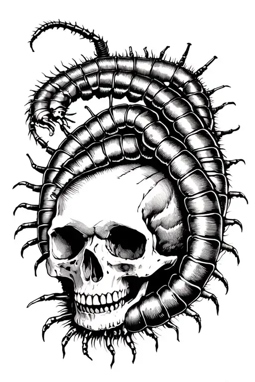 A Centipede Wrapped Around A Skull