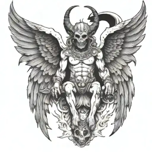 Traditional Style Beelzebul Demon With Angel Wings