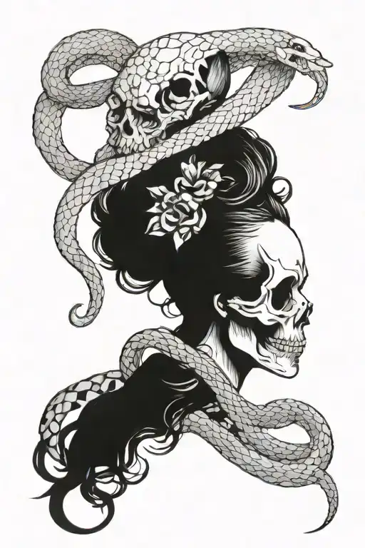 Skull Women And Snake