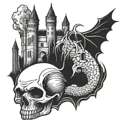 Dracula Skull With Castle Background