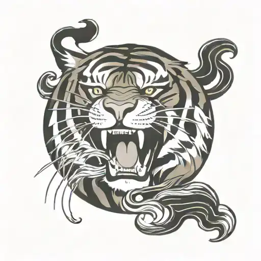 Tiger Ying Yang In Mouth Open