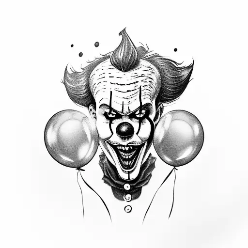 A Hauntingly Beautiful Portrait Of Pennywise The Clown Surrounded By Creepy Balloons