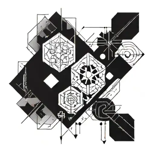 Abstract Geometric Design Incorporating Trading Symbols And Tools