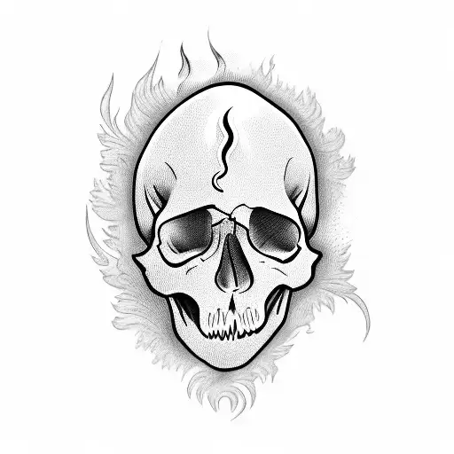 Flame Passing By A Skull