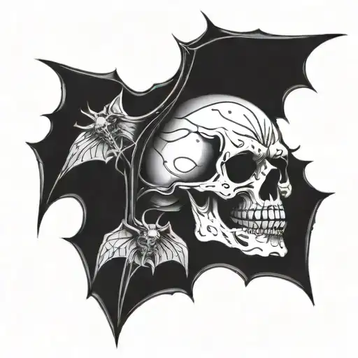 Evil Skull With Bats