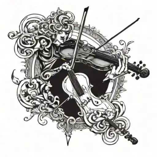 A Violin Morphing Into A Sword In A Fierce Battle Scene