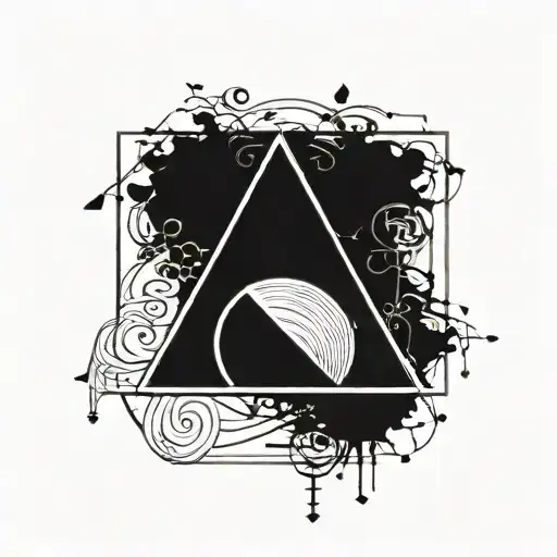 A Tattoo Of The Deathly Hallows Symbol Incorporated Into A Music-inspired Design