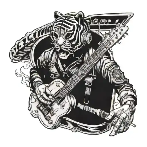 A Pilot Wearing A Tiger Mask While Playing A Guitar In A Cockpit