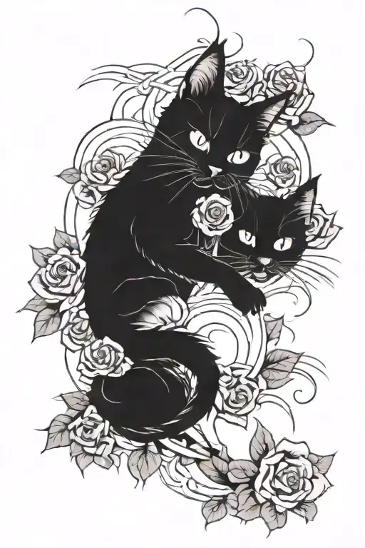 Crazy Cat Drown With Roses