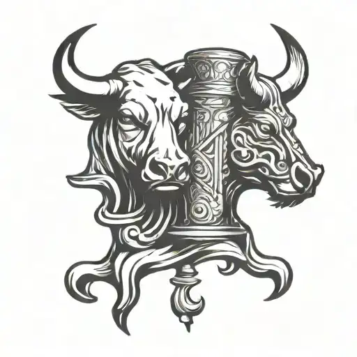 Bull And Bear Intertwined In A Candlestick Chart Design