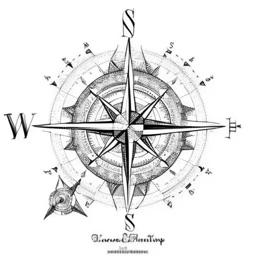 A Compass Rose With Intricate Details And A World Map Background