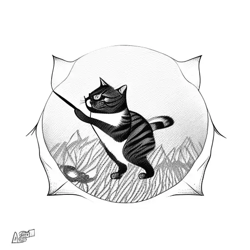 A Cat Playing With A Rugby Ball In A Jungle