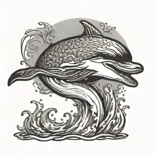 Smiling Curly-haired Dolphin In Sunglasses Jumping Out Of The Water