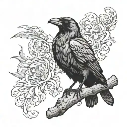 A Raven Perched On A Smoking Cigarette