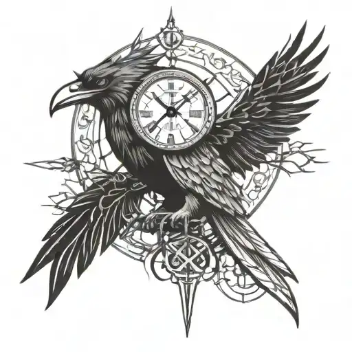 Vegvisir Elven Raven Perched