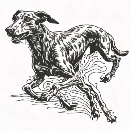 Woodcut Of Lurcher Running No Background