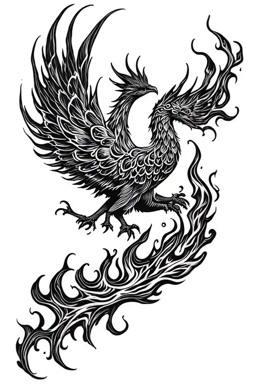 Fiery Pheonix Rising From Flames
