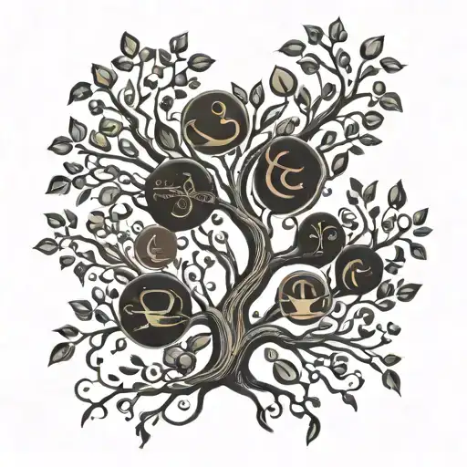 A Family Tree Intertwined With Coffee Beans And Musical Notes