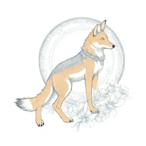 Eidelweiss Flower And Seated Coyote