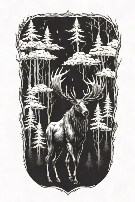 Moose God In An Evil Forest With Scary Eyes