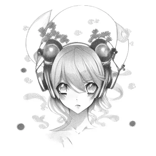 A Melancholic Anime Girl Surrounded By Music Notes